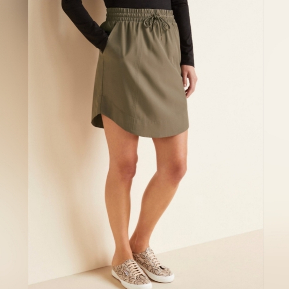 Garnet Hill Olive Drawstring Casual Skirt
